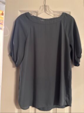 LOFT Women's Slate Blue Puff Sleeve Blouse